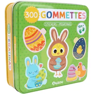 Boîte métal - 300 gommettes Pâques pas cher