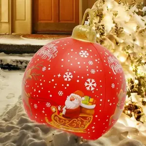 Père Noël + cerf) Boules de Noël gonflables, énormes boules de décorat... pas cher