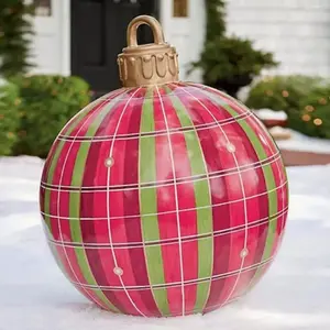 1PC Plaid rouge Boule de Noël Gonflable en PVC,Grandes Boules de Noël,... pas cher