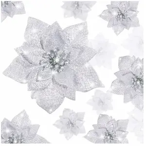 36 Pièces Fleurs de Poinsettia de Paillettes de Noël Fleurs Artificiel... pas cher