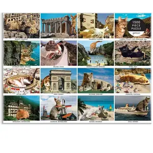 Puzzle 1500 pièces - Galison - Vacances de chats - Animaux - Adulte - Coloris Unique pas cher