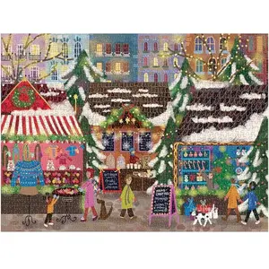 Galison Joy Laforme Merry Market 1000 Piece Foil Puzzle in a Square Box pas cher