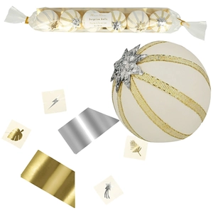 Meri Meri Boule de Noël surprise 6 pcs Or et ArgentVendu parscrapmalin