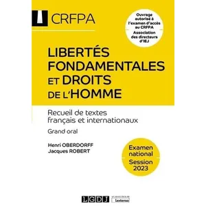 Comparateur de prix : Lgdj Libertés fondamentales et droits de l'homme - CRFPA - Examen nati...