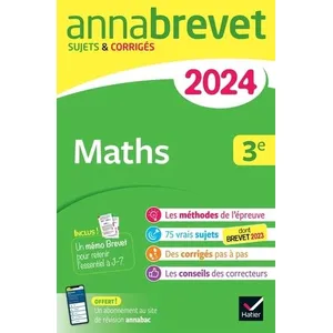 Comparateur de prix : Hatier Annales du brevet Annabrevet 2024 Maths 3e: sujets corrigés & méthodes du brevet