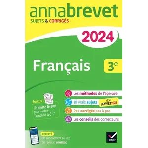 Comparateur de prix : Hatier Annales du brevet Annabrevet 2024 Français 3e: sujets corrigés & méthodes du brevet