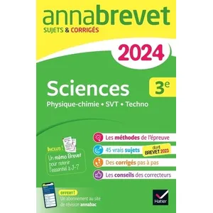 Hatier Sciences 3e - Physique-Chimie, Svt, Techno - Sujets & Corrigés pas cher