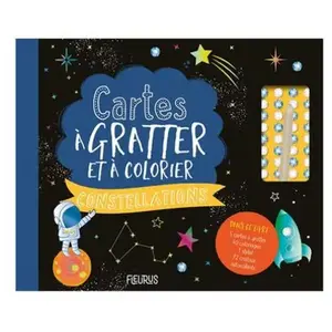 Fleurus Livre coffret Cartes à pailleter et colorier : Constellations