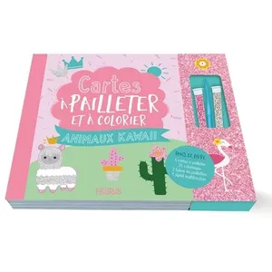 Fleurus Livre coffret Cartes à pailleter et colorier : Animaux Kawaii pas cher