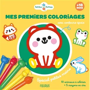 Comparateur de prix : Fleurus Mes Premiers Coloriages Avec Contours Épais - 10 Animaux À Colorier + 5 Crayons En Cire