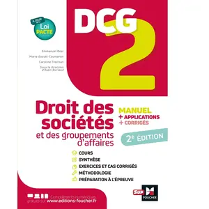 Foucher DCG 2 - Droit des sociétés et autres groupements d'affaires - Manuel et applications pas cher
