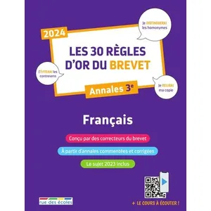 Comparateur de prix : Rue des Ecoles Les 30 règles d'or du Brevet 2024 - Français