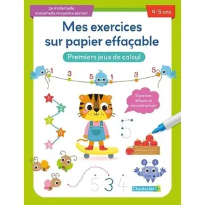 Chantecler Mes exercices sur papier effaçable - Premiers jeux de calcul (4-5 a.) pas cher