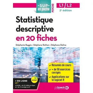 Comparateur de prix : De Boeck Supérieur Statistique descriptive en 20 fiches