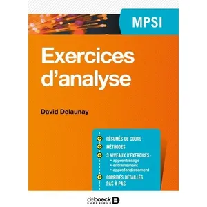 De Boeck Supérieur Exercices d'analyse MPSI pas cher
