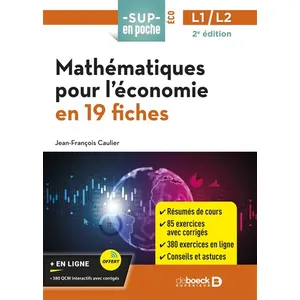 Comparateur de prix : De Boeck Supérieur Mathématiques pour l’économie en 19 fiches