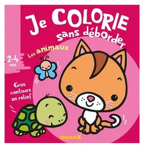 Hemma Je colorie sans déborder (2-4 ans) Les animaux - Avec gros contours en relief !