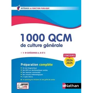Comparateur de prix : Nathan 1 000 QCM de culture générale - Catégories A, B, C - 2024-2025 - N° 28