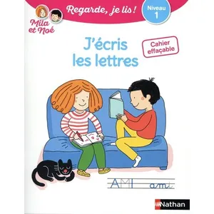 Comparateur de prix : Nathan J'écris Des Lettres Avec Mila Et Noé - Cahier Effaçable - Niveau 1