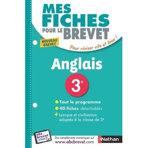 Nathan Mes fiches pour le Brevet Anglais 3éme - Nouvelle édition Stéphane David (Auteur) pas cher