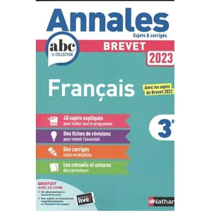 Nathan Annales Brevet 2023- Français - Corrigés pas cher