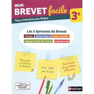 Cahier d'entraînement Mon Brevet facile 3e - Toutes les matières Nathan