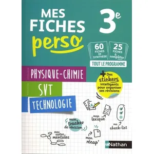Nathan Mes fiches perso : physique-chimie, SVT, technologie - 3e (édition 2019) pas cher