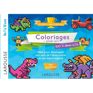ISBN 20 coloriages en pixel pour esprits logiques pixel art dino pas cher
