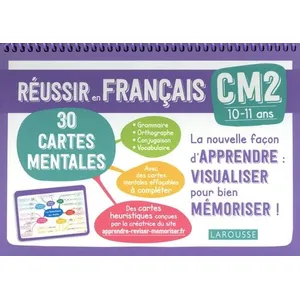 ISBN Larousse Réussir en français CM2, 10-11 ans : 30 cartes mentales pas cher