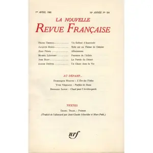 La Nouvelle Revue Française N° 184, Avril 1968