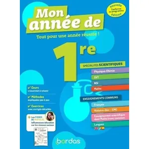Comparateur de prix : Bordas Mon Année De 1re Spécialités Scientifiques, Enseignements Communs