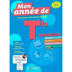 Comparateur de prix : Bordas Mon Année de Tle Enseignements communs: Tout pour une année réussie !