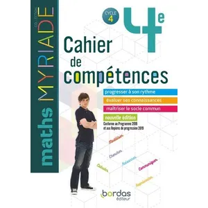 Bordas Myriade - Cahier de compétences : mathématiques - 4e (édition 2019) pas cher