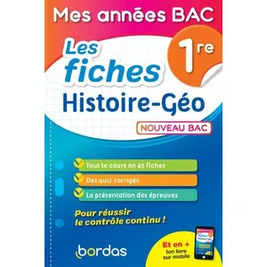 ISBN Bordas Mes années Bac - les fiches Histoire-Géo 1re pas cher