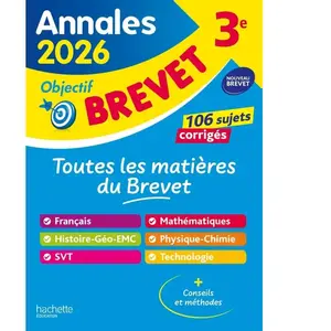 Hachette Education Annales Brevet 2026 - Tout-en-un 3e - sujets et corrigés broché pas cher