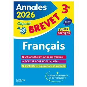 Hachette Education Annales Brevet 2026 - Français 3e - sujets et corrigés broché