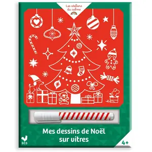 Mes Dessins de Noël sur vitres - pochette avec feutre craie pas cher