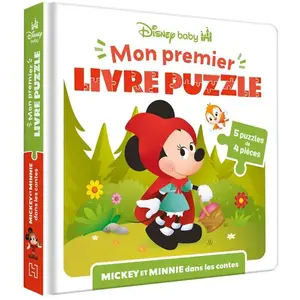 DISNEY BABY - Mon Premier livre puzzle - 4 pièces - Mickey et Minnie dans les contes pas cher