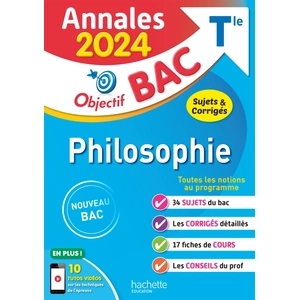 Comparateur de prix : Hachette Education Annales Objectif BAC 2024 - Philosophie
