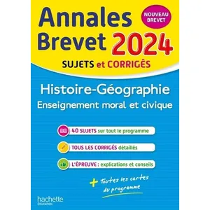 Comparateur de prix : ISBN Annales BREVET 2024 - Histoire-géo-EMC