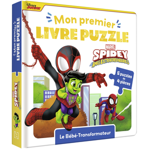 Hachette Disney Spidey et ses amis extraordinaires : le bébé-transformateur : 5 puzzles de 4 pièces pas cher