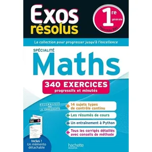 ISBN Hachette Education Exos résolus : Spécialité maths - 1re - 340 exercices progressifs et minutés pas cher
