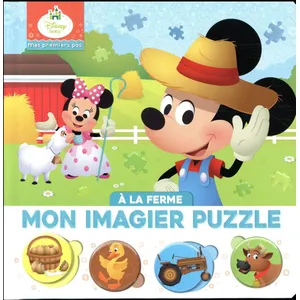 DISNEY BABY - Mes Premiers Pas - À la ferme - Imagier Puzzle 4 pièces pas cher