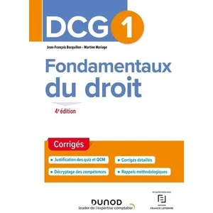 Dunod DCG 1 Fondamentaux du droit - Corrigés pas cher