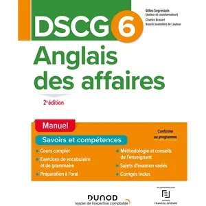 Comparateur de prix : Dunod DSCG 6 - Anglais des affaires - Manuel - 2e éd