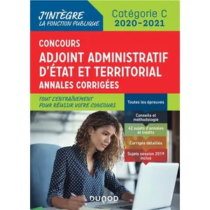 Dunod Concours Adjoint administratif Etat & Territorial - Annales corr... pas cher