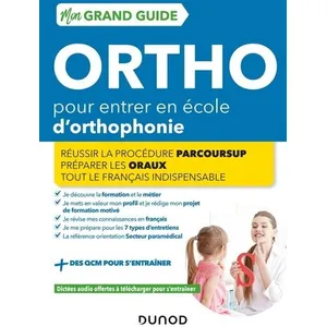 Dunod Mon Grand Guide Ortho 2022-23 pour entrer en école d'orthophonie... pas cher