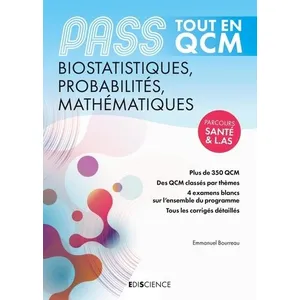 Comparateur de prix : Ediscience PASS Tout en QCM - Biostatistiques, Probabilités, Mathématiques