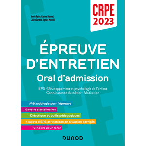 Comparateur de prix : Dunod Concours Professeur des écoles - Épreuve d'entretien - Oral d'ad...
