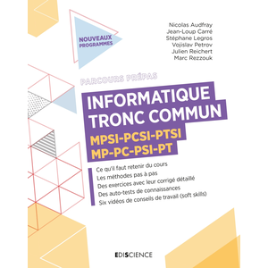 Comparateur de prix : Ediscience Informatique - tronc commun classes prépas - MPSI-MP2I-PCSI-PTSI-BCPS